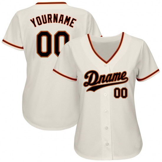 Custom Cream Black-Orange Authentic Baseball Jersey