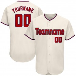 Custom Cream Red-Royal Authentic Baseball Jersey