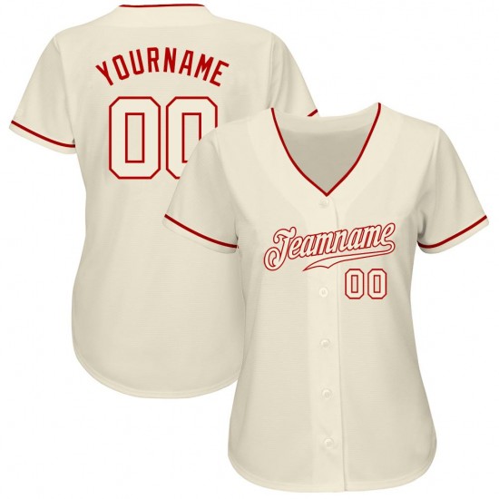 Custom Cream Cream-Red Authentic Baseball Jersey