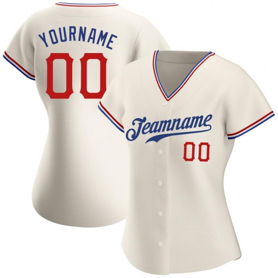 Custom Cream Red-Royal Authentic Baseball Jersey