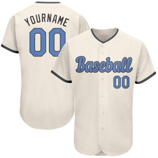 Custom Cream Light Blue-Dark Gray Authentic Father's Day Baseball Jersey