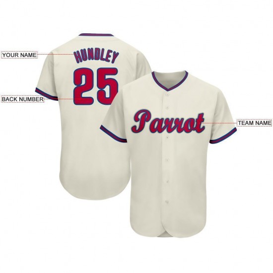 Custom Cream Red-Royal Baseball Jersey