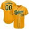 Custom Gold Green-White Authentic Baseball Jersey