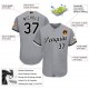 Custom Gray Black-White Baseball Jersey