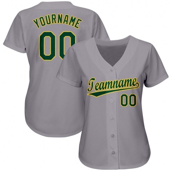 Custom Gray Green-Gold Baseball Jersey