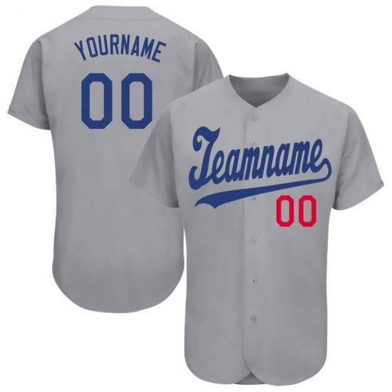 Custom Gray Royal-Red Baseball Jersey