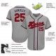 Custom Gray Red-Navy Authentic Baseball Jersey