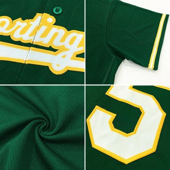 Custom Green Green-Gold Authentic Baseball Jersey