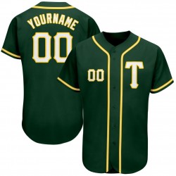 Custom Green White-Gold Authentic Baseball Jersey