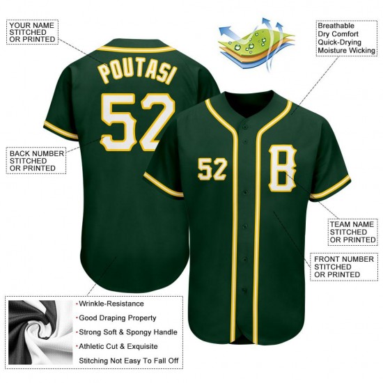 Custom Green White-Gold Authentic Baseball Jersey