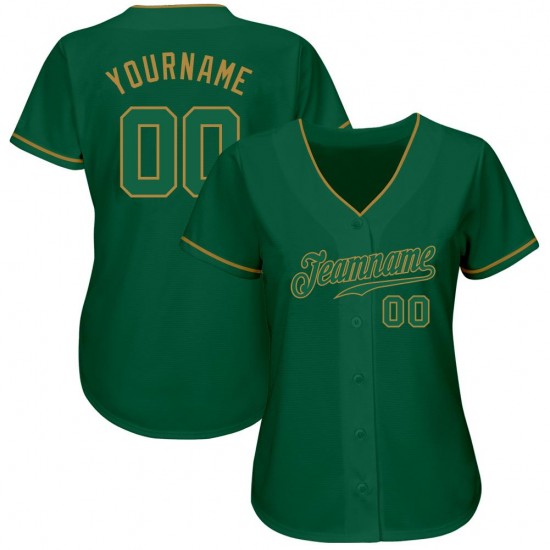 Custom Kelly Green Kelly Green-Old Gold Authentic Baseball Jersey