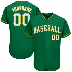 Custom Kelly Green White-Gold Authentic Baseball Jersey