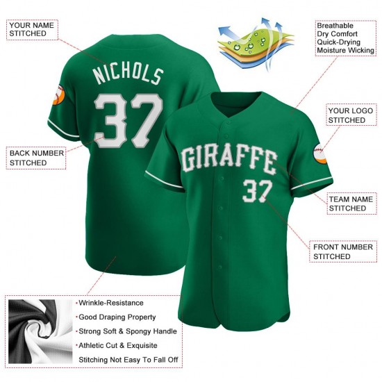 Custom Kelly Green White-Gray Authentic St. Patrick's Day Baseball Jersey