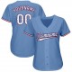 Custom Light Blue White-Red Baseball Jersey