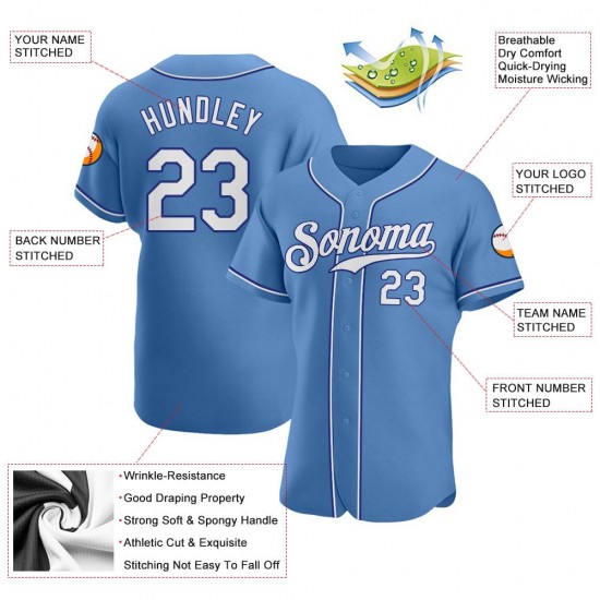 Custom Light Blue White-Royal Authentic Baseball Jersey