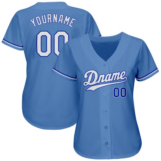 Custom Light Blue White-Royal Authentic Baseball Jersey