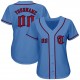 Custom Light Blue Red-Navy Authentic Baseball Jersey