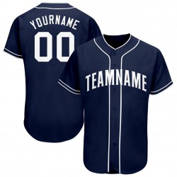 Custom Navy White Baseball Jersey