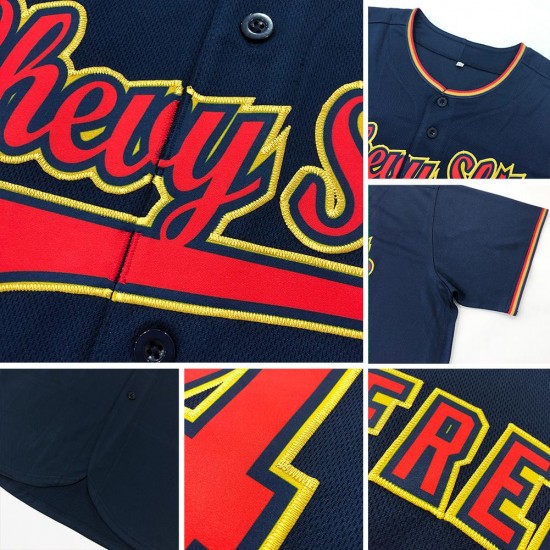 Custom Navy Orange Authentic Baseball Jersey