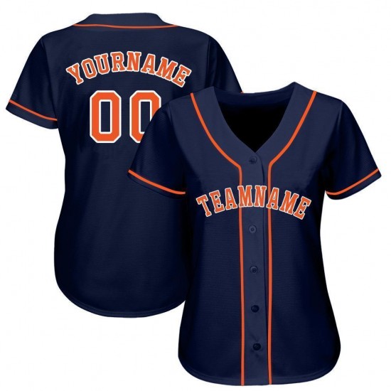 Custom Navy Orange-White Baseball Jersey