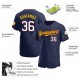 Custom Navy White-Gold Authentic Baseball Jersey