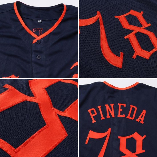 Custom Navy Red-White Authentic Baseball Jersey