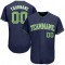 Custom Navy Neon Green-White Authentic Baseball Jersey