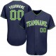 Custom Navy Neon Green-White Authentic Baseball Jersey