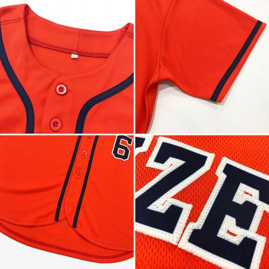 Custom Orange Navy-White Authentic Baseball Jersey