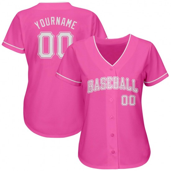 Custom Pink White Authentic Baseball Jersey