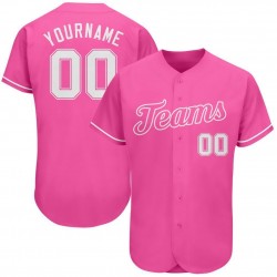 Custom Pink White Authentic Baseball Jersey