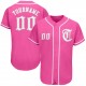 Custom Pink White-Gray Authentic Baseball Jersey