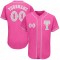 Custom Pink Gray-White Authentic Baseball Jersey