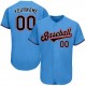 Custom Powder Blue Black-Orange Authentic Baseball Jersey