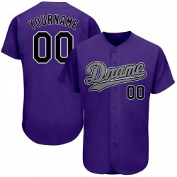 Custom Purple Black-Gray Authentic Baseball Jersey