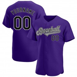 Custom Purple Black-Gray Authentic Baseball Jersey