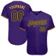 Custom Purple Black Strip-Gold Authentic Baseball Jersey