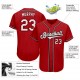 Custom Red White-Black Authentic Baseball Jersey