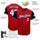 Custom Red White-Navy Authentic Baseball Jersey