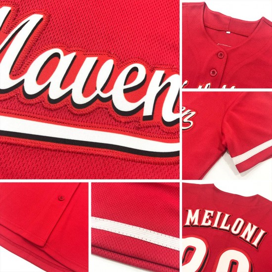 Custom Red Red-White Authentic Baseball Jersey