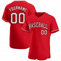 Custom Red White-Black Authentic Baseball Jersey