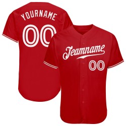 Custom Red White Authentic Baseball Jersey