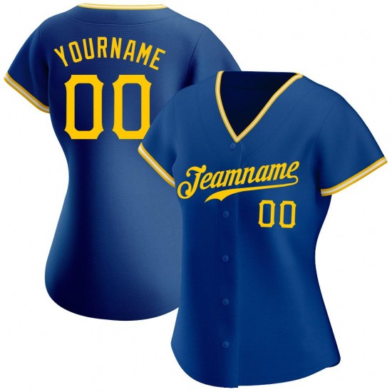 Custom Royal Gold-White Authentic Baseball Jersey