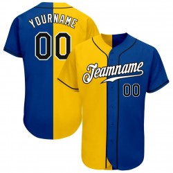 Custom Royal Black-Gold Authentic Split Fashion Baseball Jersey