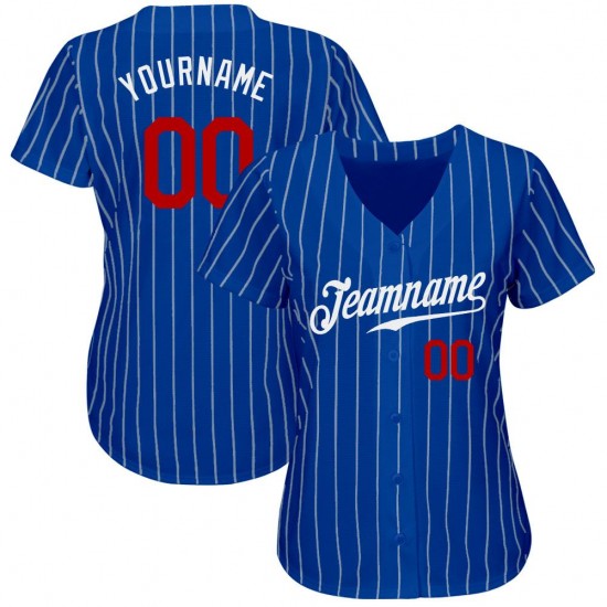 Custom Royal White Strip Red Authentic Baseball Jersey