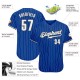 Custom Royal White Strip White-Black Authentic Baseball Jersey