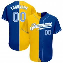 Custom Royal Light Blue-Gold Authentic Split Fashion Baseball Jersey