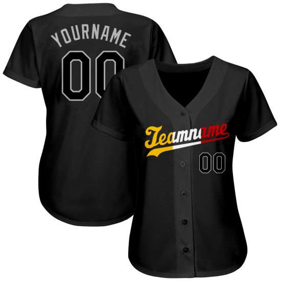 Custom Black Black-Gold Authentic Baseball Jersey