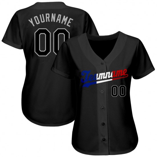 Custom Black Black-Royal Authentic Baseball Jersey