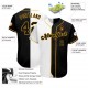 Custom White-Black Gold Authentic Split Fashion Baseball Jersey